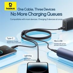 Cáp Sạc Nhanh Đa Năng Baseus New Pudding Series USB to M+L+C 3.5A (1.3m, 480Mbps)