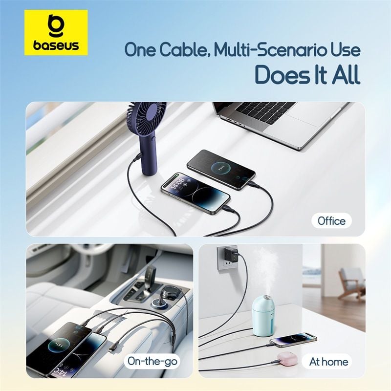 Cáp Sạc Nhanh Đa Năng Baseus New Pudding Series USB to M+L+C 3.5A (1.3m, 480Mbps)