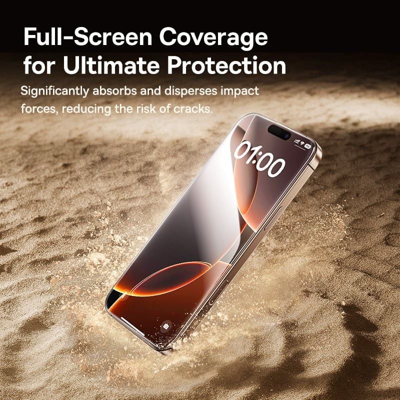 Kính Cường Lực Baseus Full-View HD for iP 15/16 Series (Full-Screen Coverage, Full-Screen Coverage, Superconducting Adhesive, UTG Flexible Glass, Anti-Fingerprint Electroplated, AR Anti-Reflective Coating, Includes Dustproof Installation Tool 2.0)