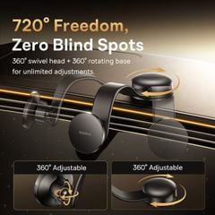 Giá Đỡ Điện Thoại Nam Châm Trên Ô Tô Baseus PrimeTrip C02 (Suction Cup Version, Flexible Aluminum Arm, 720° Full-Range View, Vacuum-Boosted Suction Cup, 18N Automotive-Grade Magnetic)