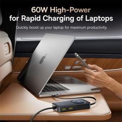 Tẩu Sạc Cho Ô Tô 3C+3A Baseus PrimeTrip VW1 105W (with 60W Type-C Retractable Built-in Cable)
