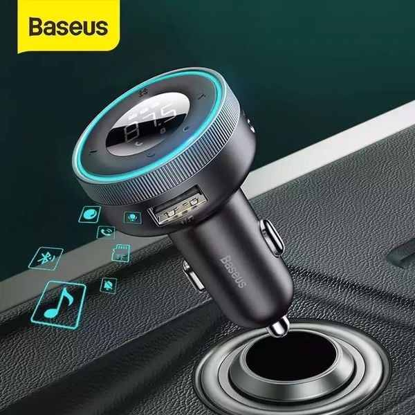 Tẩu sạc nhanh hỗ trợ phát nhạc qua Bluetooth Baseus Enjoy Car Wireless MP3 Charger (5V/3.4A, Dual USB, FM/Bluetooth 5.0, USB/TF Card Reader, Music Lostless Music support)