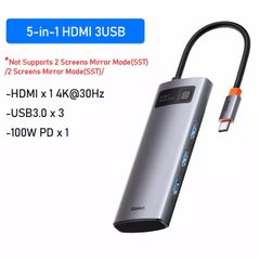 Hub mở rộng Baseus Metal Gleam Gen2 – Đa năng, dùng cho Macbook/Laptop/iPad/Smartphone, bản nâng cấp mới