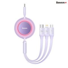 Cáp Sạc Dây Rút Công Suất 100W Baseus Bright Mirror 3 in 1 Series 2 (USB to Type C/Lightning/Micro USB Retractable Data Cable)