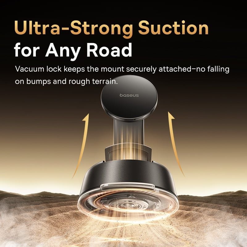 Giá Đỡ Điện Thoại Nam Châm Trên Ô Tô Baseus PrimeTrip C02 (Suction Cup Version, Flexible Aluminum Arm, 720° Full-Range View, Vacuum-Boosted Suction Cup, 18N Automotive-Grade Magnetic)