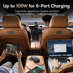 Tẩu Sạc Cho Ô Tô 3C+3A Baseus PrimeTrip VW1 105W (with 60W Type-C Retractable Built-in Cable)