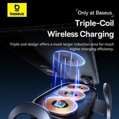 Giá Đỡ Điện Thoại Ô Tô Baseus Lightchaser Series Triple-Coil Wireless Charging Electric Car Mount (Sạc không dây 15W)