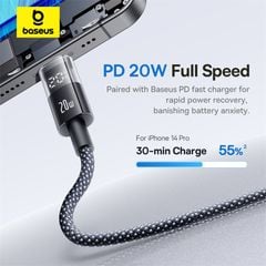 Cáp Sạc Nhanh C to Lightning Baseus Display 2 20W (Digital Display, 480Mbps)