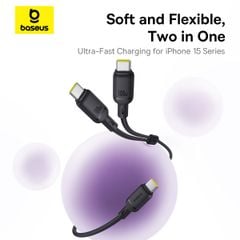 Cáp Sạc Nhanh Đa Năng Baseus New Pudding Series C to C+C 100W (1.5m, 480Mbps)