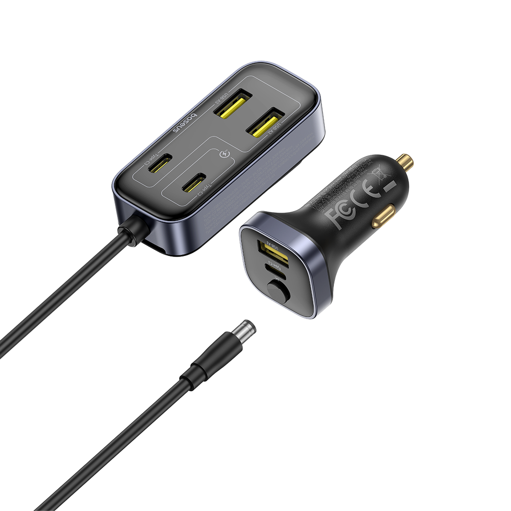 Tẩu Sạc Cho Ô Tô Baseus BackseatPal L1 In-vehicle 3U+3C 110W (with 1.5m Extension Cord Cable)