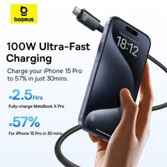 Cáp Sạc Nhanh Baseus Tungsten Gold C to C 100W (20V/5A, USB3.2, 4K@60Hz, 20Gbps)