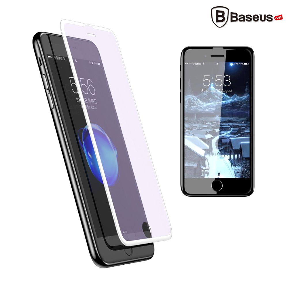 Kính cường lực 3D Baseus Silk Screen LV217 cho iPhone 6 7 8 / 6 7 8 Plus ( 0.23mm,Full màn hình, Viền dẽo 3D Soft Edge PET, Chống nứt bể mép)