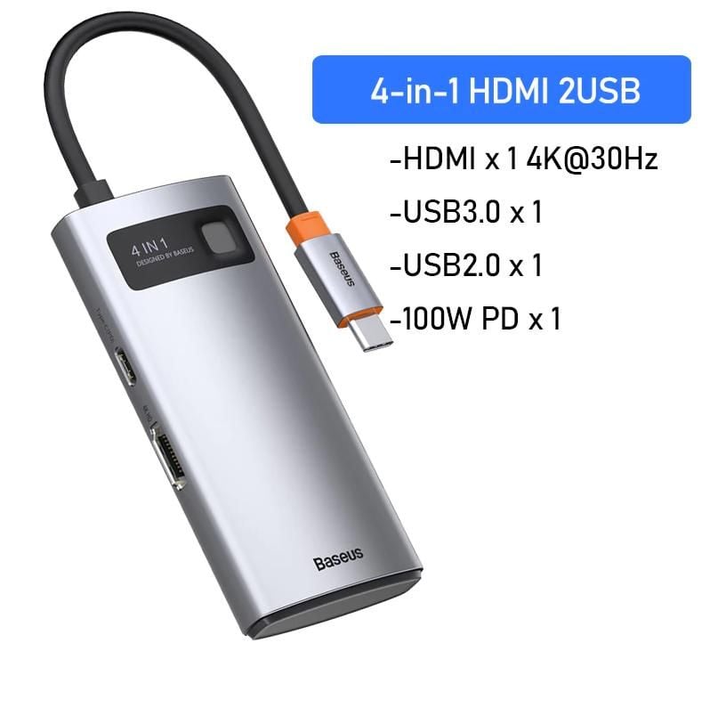 Hub chuyển đa năng Baseus Metal Gleam Series Multifunctional Docking Station cho Macbook/Laptop/Smartphone/Tablet/iPad (Type-C to HDMI/DP/VGA/USB3.1/USB3.0/LAN/SD Card Reader/Type C PD 100W, Multifunctional HUB)