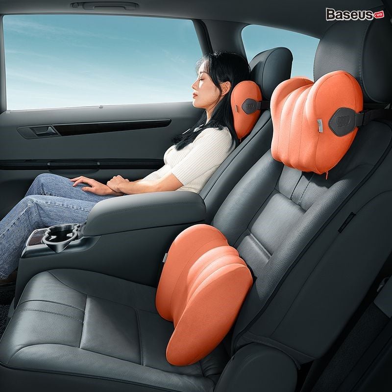 Gối tựa đầu ô tô Baseus ComfortRide – Cotton mềm, đệm lưng 3D, hỗ trợ cột sống, êm ái & thoáng khí