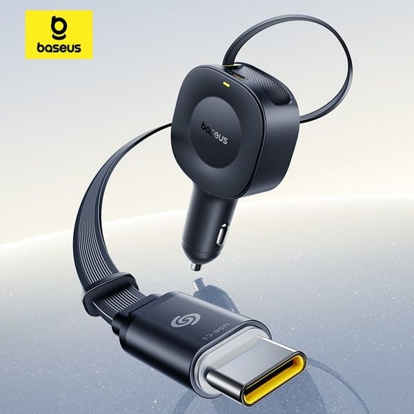 Tẩu Sạc Cho Ô Tô Baseus PrimeTrip VR2 30W (with 31.5-Inch Retractable Cable C+Type-C Port, Uninterrupted & Ultra-Safe Charging, 360° Rotation)