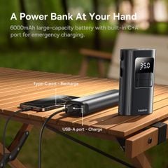 Máy Bơm Lốp Ô Tô 2-in-1 Baseus PrimeTrip VA1 (Up to 180 Days Battery Life, Wireless & Wired Modes, Detachable Flashlight, Dual-Port Power Bank)