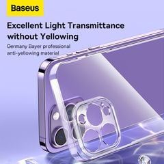Ốp Lưng Baseus Crystal Series Clear Phone Case for iP 14 Plus, Clear (With all-tempered-glass screen protector and cleaning kit)