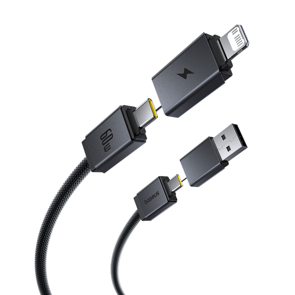 Cáp Sạc Nhanh 4-in-1 Baseus Versatile Two-for-Two U+C to C+L 60W (480Mbps)