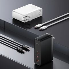 Củ sạc nhanh Baseus GaN5 Pro 140W – 2 Type-C + 1 USB, hỗ trợ PD/QC4.0/3.0, kèm cáp C to C chính hãng