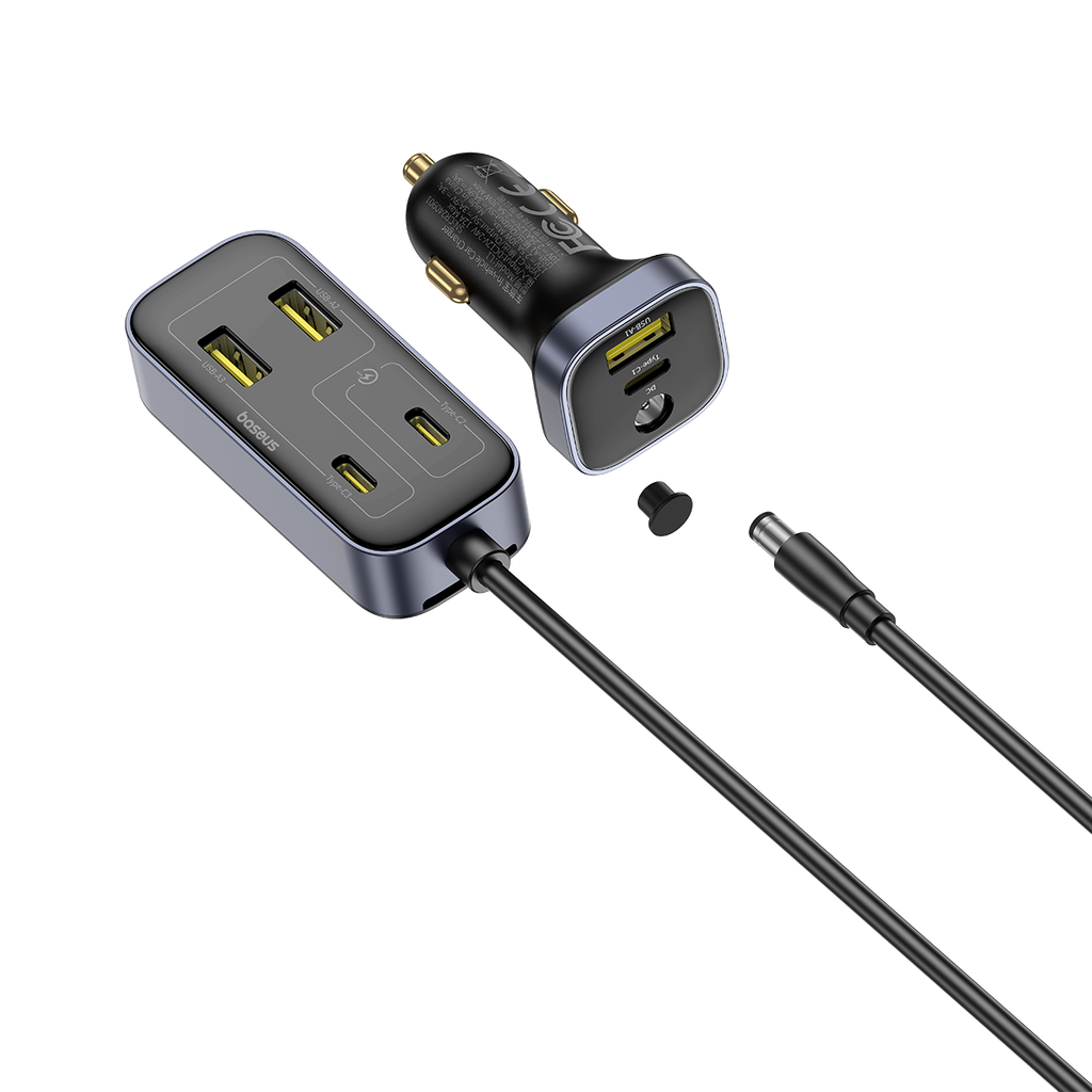 Tẩu Sạc Cho Ô Tô Baseus BackseatPal L1 In-vehicle 3U+3C 110W (with 1.5m Extension Cord Cable)