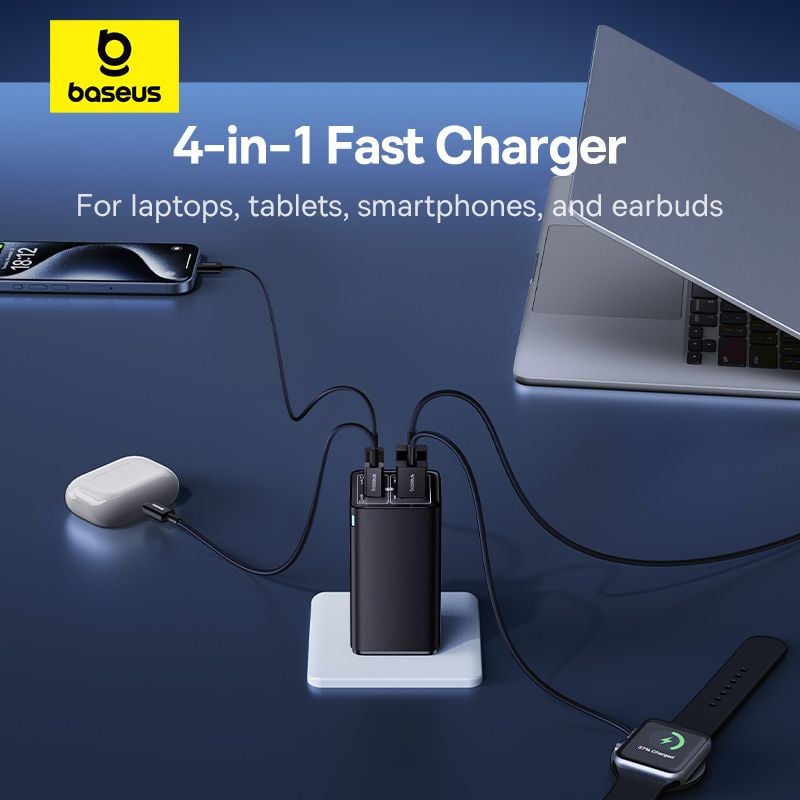 Củ Sạc Nhanh Baseus GaN6 Pro Fast Charger 2C+2U 100W (Tặng kèm cáp nối dài 1m)