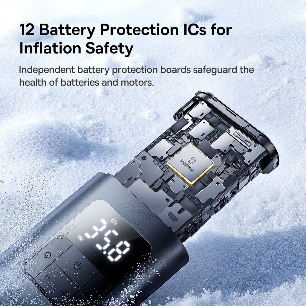 Máy Bơm Lốp Ô Tô 2-in-1 Baseus PrimeTrip VA1 (Up to 180 Days Battery Life, Wireless & Wired Modes, Detachable Flashlight, Dual-Port Power Bank)