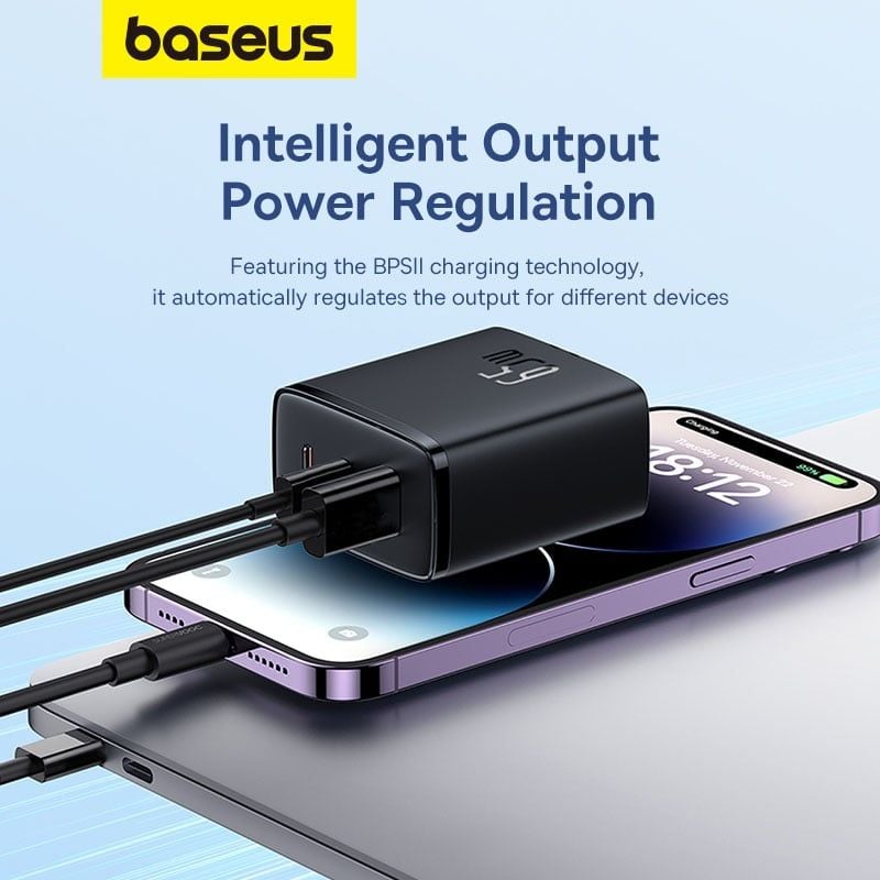 Củ Sạc Nhanh Baseus Cube Pro Fast Charger 2C+U 65W (Kèm Cáp Baseus Pudding Series C to C 100W)