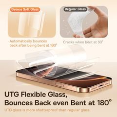 Kính Cường Lực Baseus Full-View HD for iP 15/16 Series (Full-Screen Coverage, Full-Screen Coverage, Superconducting Adhesive, UTG Flexible Glass, Anti-Fingerprint Electroplated, AR Anti-Reflective Coating, Includes Dustproof Installation Tool 2.0)