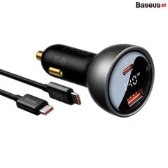 Tẩu Sạc Nhanh Dùng Trên Ô Tô Baseus Digital Display PD3.1 Dual Fast Charger Car Charger U+C 140W Kèm Cáp C to C 240W