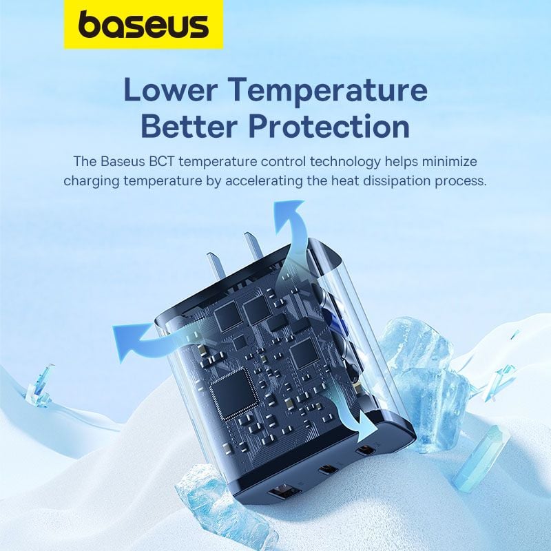 Củ Sạc Nhanh Baseus Cube Pro Fast Charger 2C+U 65W (Kèm Cáp Baseus Pudding Series C to C 100W)