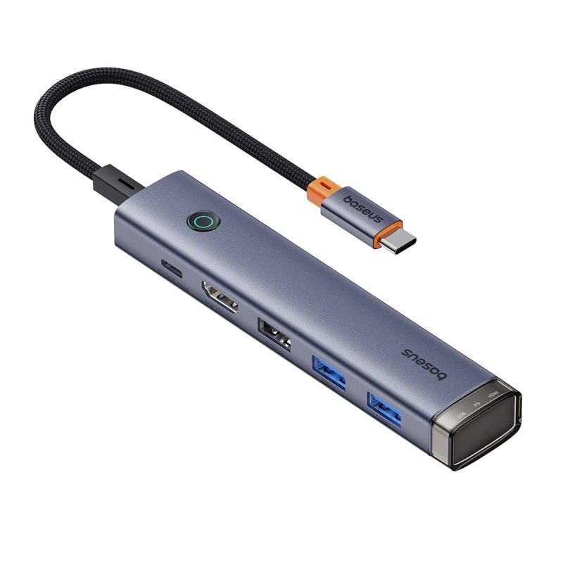 Hub Chuyển Đa Năng Baseus UltraJoy Series 5-Port HUB AIR Space (HDMI4K@60Hz+USB3.0+PD+RJ45)