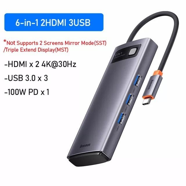 Bộ Hub Mở Rộng Đa Năng Baseus Metal Gleam Multifunctional Gen2 Cho Macbook/Laptop/iPad/Smartphone/Tablet (Gen2 New Upgrade Edition)