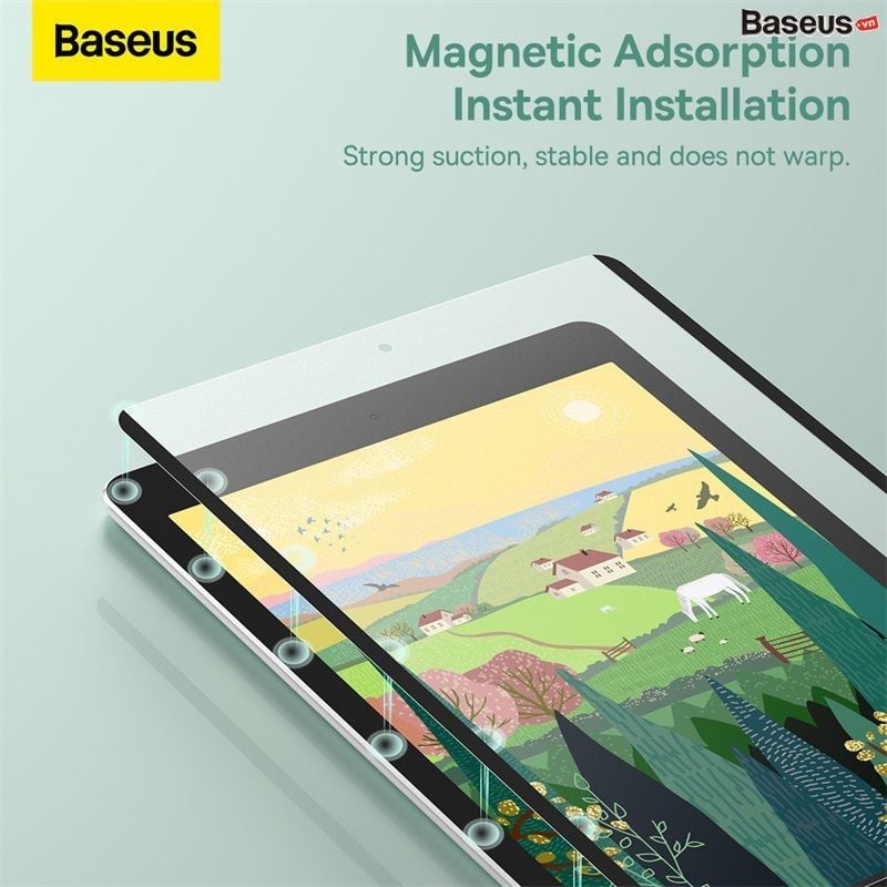 Miếng dán từ tính Paper-like Baseus – 0.15mm, chống trầy, phủ full màn, dùng cho iPad Mini/Pro/Air, cảm giác viết thật