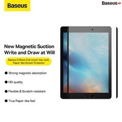 Miếng dán từ tính Paper-like Baseus – 0.15mm, chống trầy, phủ full màn, dùng cho iPad Mini/Pro/Air, cảm giác viết thật