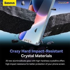 Kính cường lực Baseus 0.3mm cho iPhone 14/16 – Full HD 4K, chống nhìn trộm, full viền, bảo vệ riêng tư