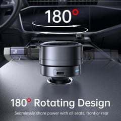 Tẩu Sạc Cho Ô Tô Baseus PrimeTrip VR1 60W (With 0.8m Retractable Cable (U+C) + Type-C, 180° Rotating Design, Dual Anti-Slip Clips, LED Indicator, 60W Triple Ports)
