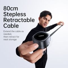 Tẩu Sạc Cho Ô Tô Baseus PrimeTrip VR1 60W (With 0.8m Retractable Cable (U+C) + Type-C, 180° Rotating Design, Dual Anti-Slip Clips, LED Indicator, 60W Triple Ports)