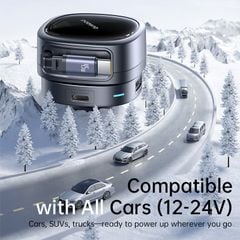 Tẩu Sạc Cho Ô Tô Baseus PrimeTrip VR1 60W (With 0.8m Retractable Cable (U+C) + Type-C, 180° Rotating Design, Dual Anti-Slip Clips, LED Indicator, 60W Triple Ports)