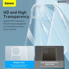 Ốp lưng trong suốt Baseus Simple Case dùng cho iPhone 13 Series (Ultra Slim, High Transparent, Soft TPU Silicone)