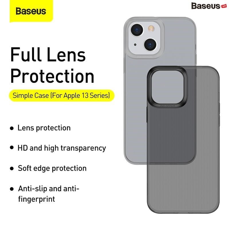 Ốp lưng trong suốt Baseus Simple Case dùng cho iPhone 13 Series (Ultra Slim, High Transparent, Soft TPU Silicone)