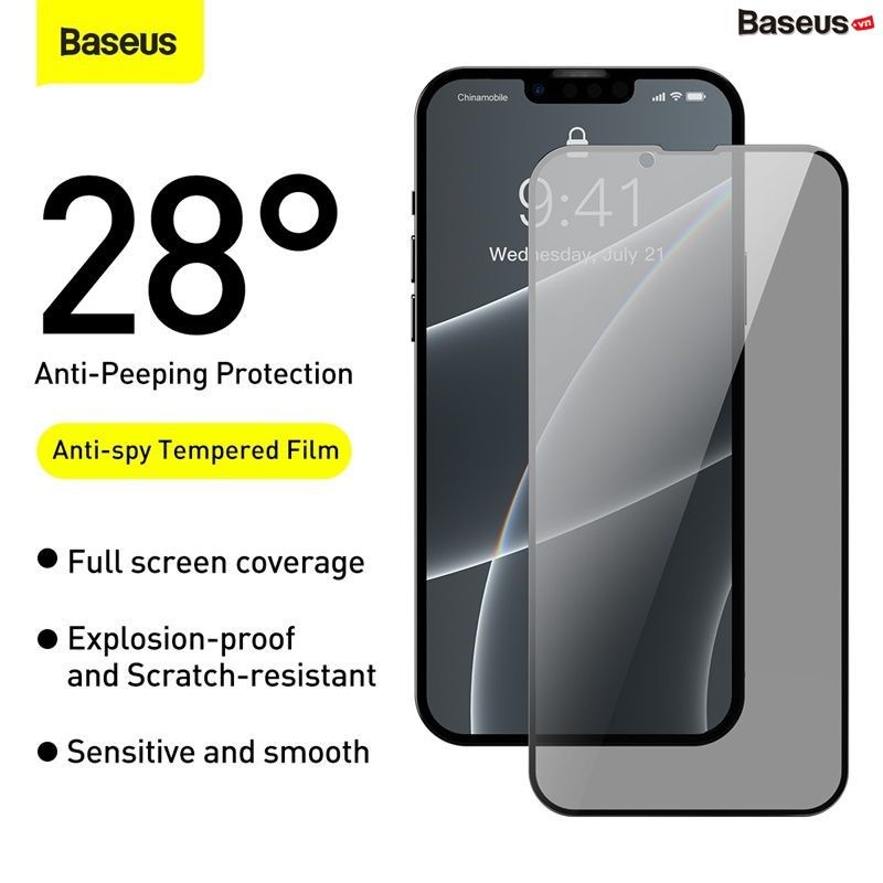 Kính cường lực bộ 2 miếng  Full viền Baseus 0.3mm Full-screen and Full-glass Tempered Glass Film For iP 13 2021