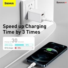 Sạc Nhanh Nhỏ Gọn Baseus Super Si Pro Quick Charger C+U 30W