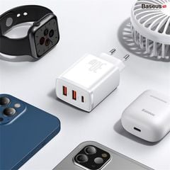 Cốc sạc nhanh Baseus Compact 30W – Siêu nhỏ gọn, 2 cổng USB + Type-C, hỗ trợ PD/QC3.0, sạc nhanh đa thiết bị tiện lợi