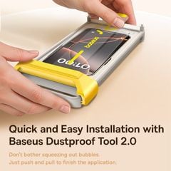 Kính Cường Lực Baseus Full-View HD for iP 15/16 Series (Full-Screen Coverage, Full-Screen Coverage, Superconducting Adhesive, UTG Flexible Glass, Anti-Fingerprint Electroplated, AR Anti-Reflective Coating, Includes Dustproof Installation Tool 2.0)