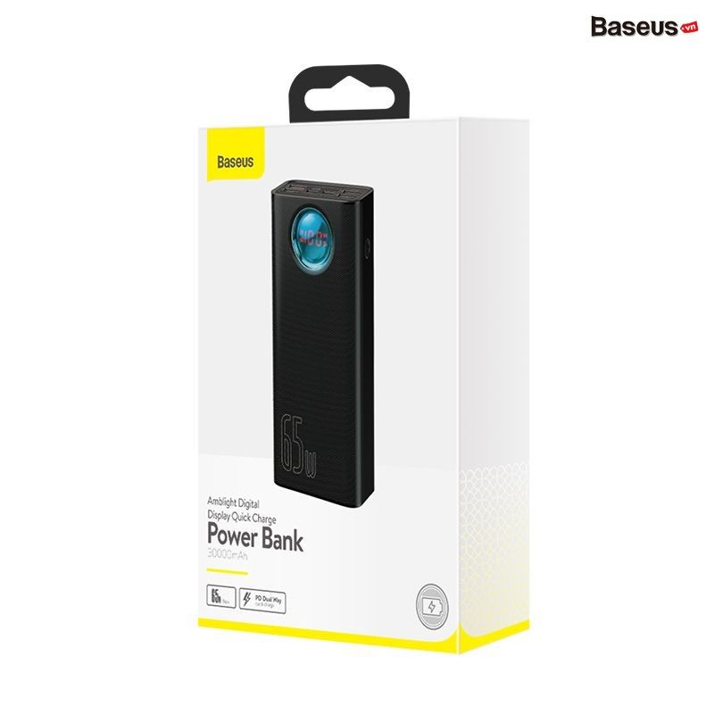 Pin sạc dự phòng 30000mAh Baseus Amblight 65W – 4 USB, Type-C in/out, Lightning, Micro, màn hình LED