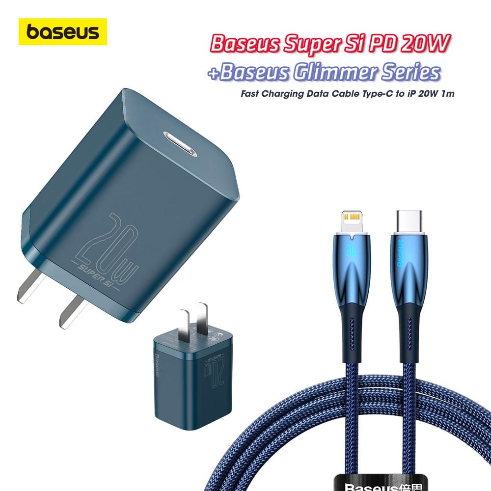 Bộ sạc nhanh, nhỏ gọn Baseus Super Si Quick Charger 20W dùng cho iPhone 12/iP11/XS Max (Type C, 20W/18W, PD/QC3.0 Quick charger)