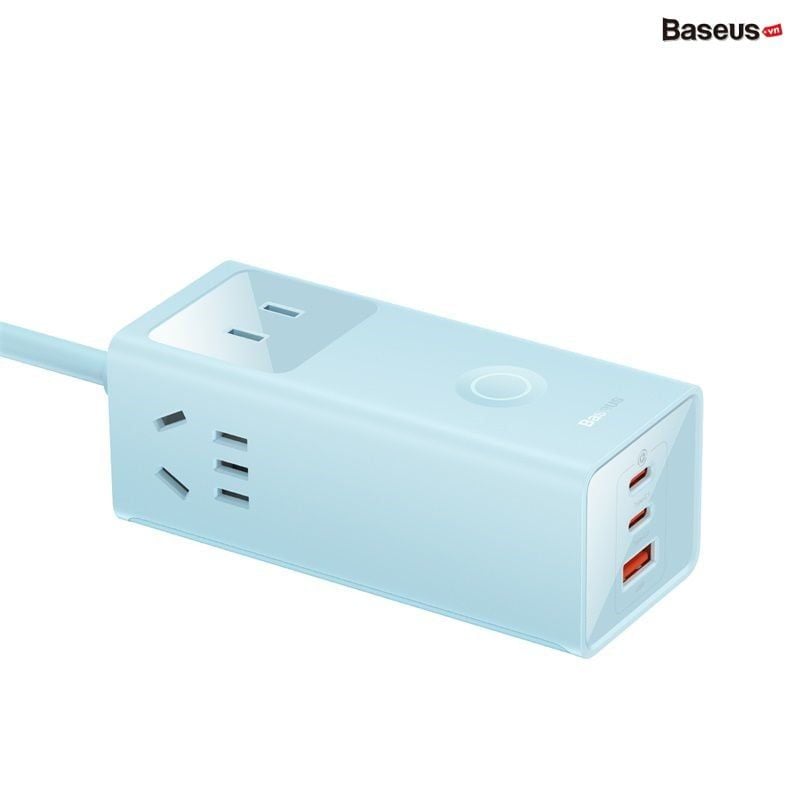 Ổ cắm tích hợp sạc nhanh Baseus PowerCombo – 3AC + 1U + 2C, 40W, dây nối dài, GaN5 Pro, tự ngắt thông minh an toàn