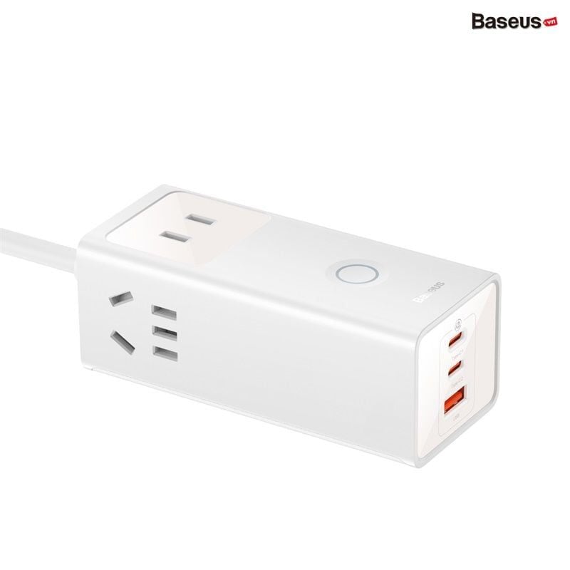 Ổ cắm tích hợp sạc nhanh Baseus PowerCombo – 3AC + 1U + 2C, 40W, dây nối dài, GaN5 Pro, tự ngắt thông minh an toàn