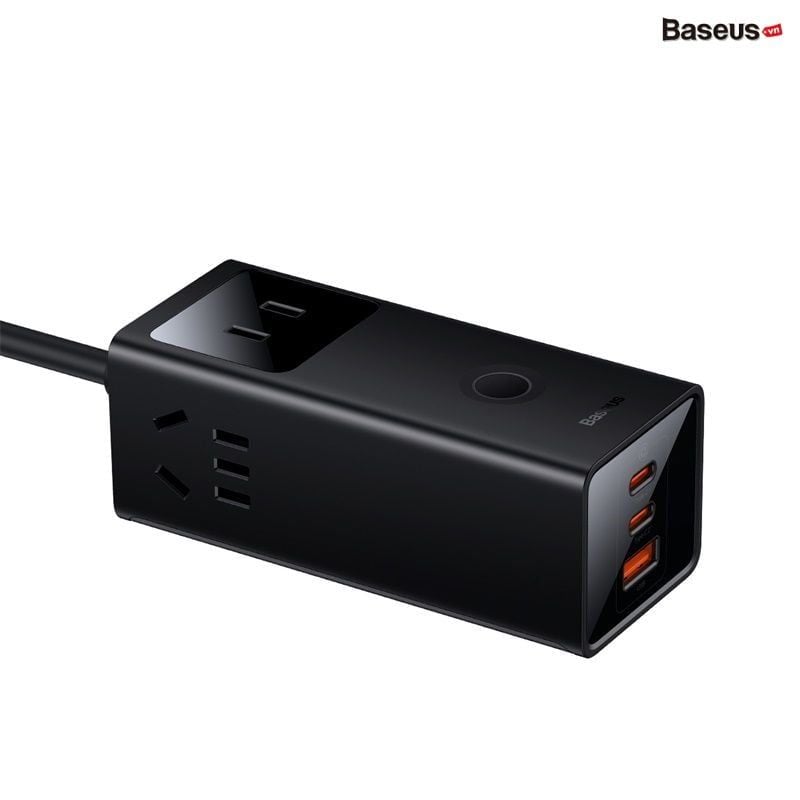 Ổ cắm tích hợp sạc nhanh Baseus PowerCombo – 3AC + 1U + 2C, 40W, dây nối dài, GaN5 Pro, tự ngắt thông minh an toàn