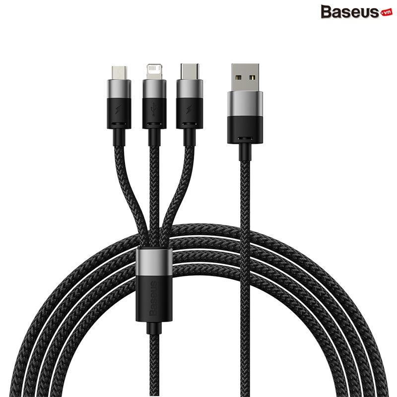 Cáp Sạc Đa Năng Baseus StarSpeed 1-for-3 Fast Charging Data Cable USB to Micro Lightning Type C 3.5A